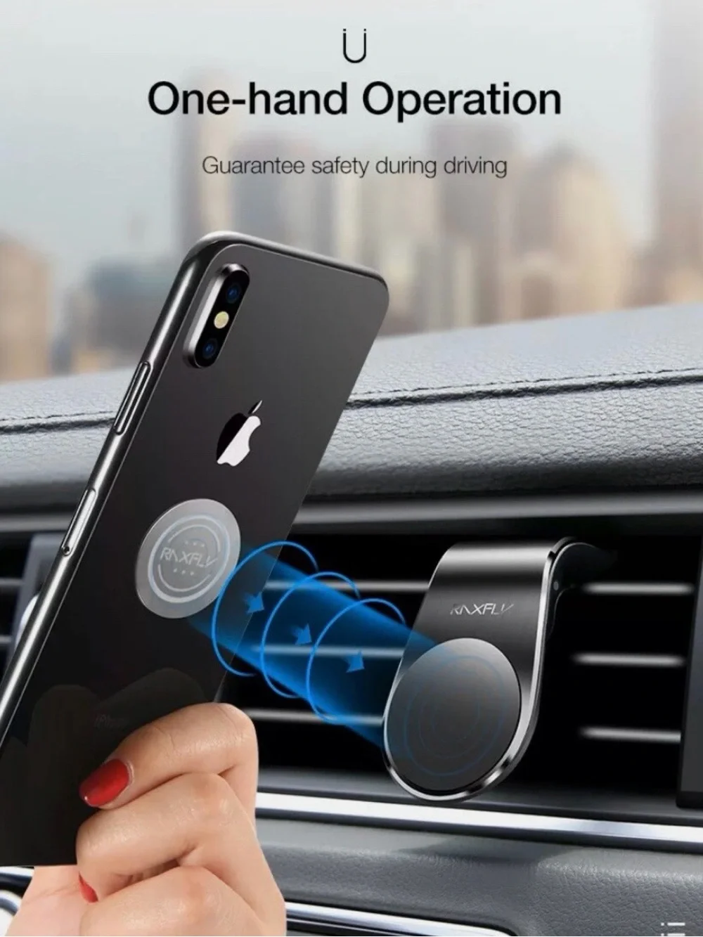 RAXFLY Black Universal Magnetic Car Vent Phone Mount